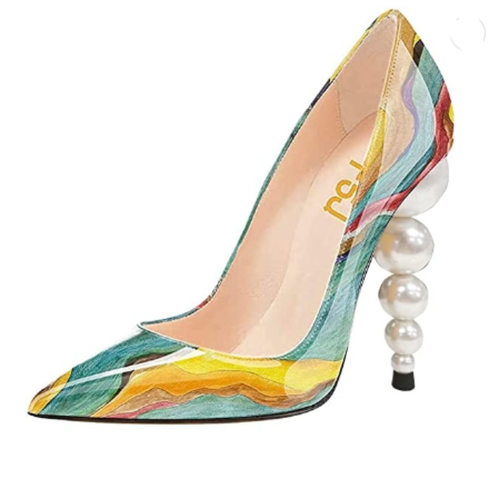 Never worn. FSJ High Heels Pumps. Pointed Toe. Mirror Effect. NOTE: Fits small!